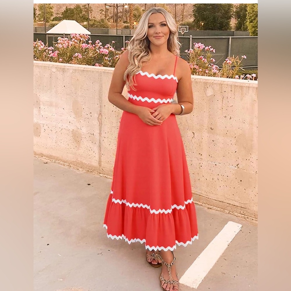 Zesica women’s watermelon red spaghetti strap maxi dress